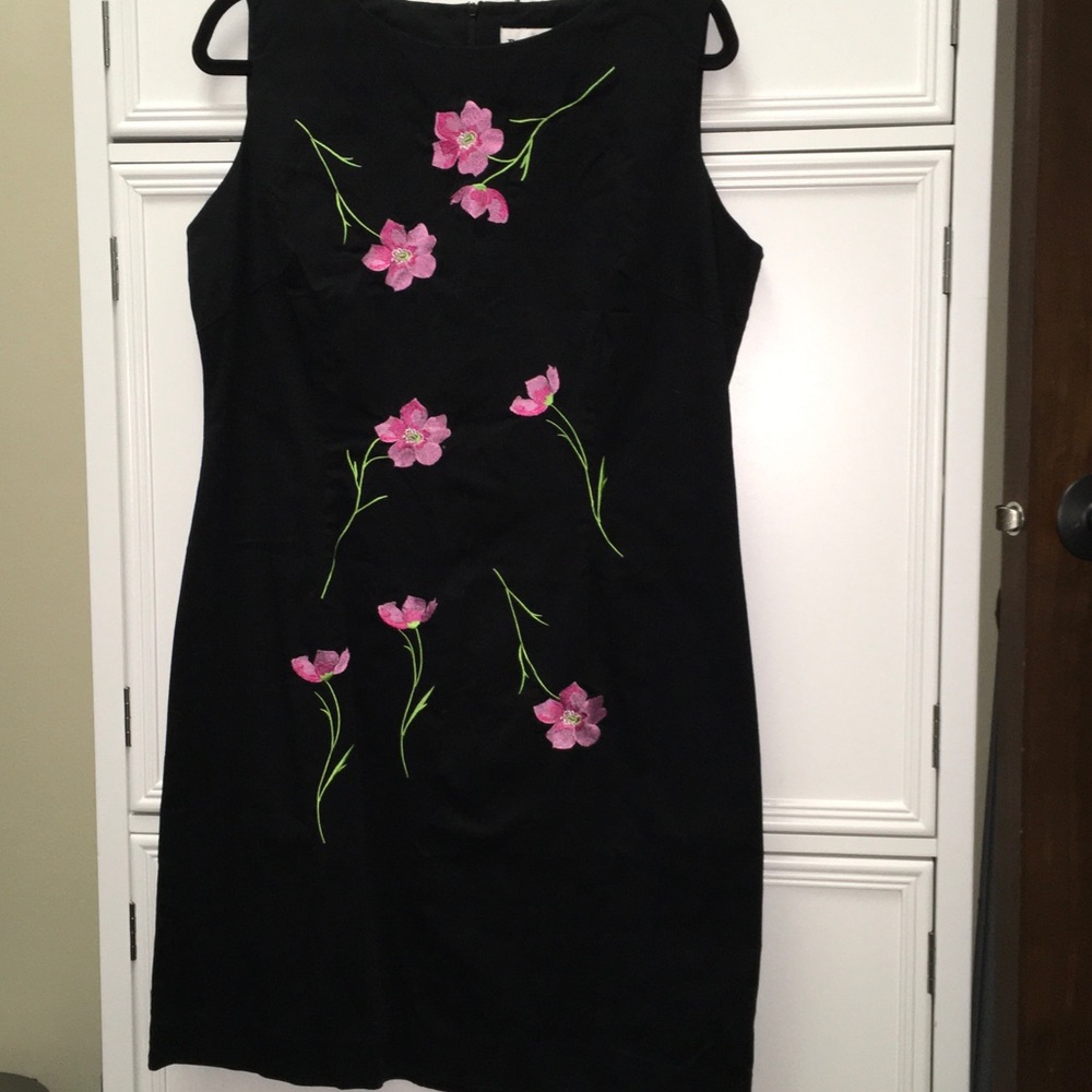 Danny & Nicole Black Maxi Dress with Pink Floral Design